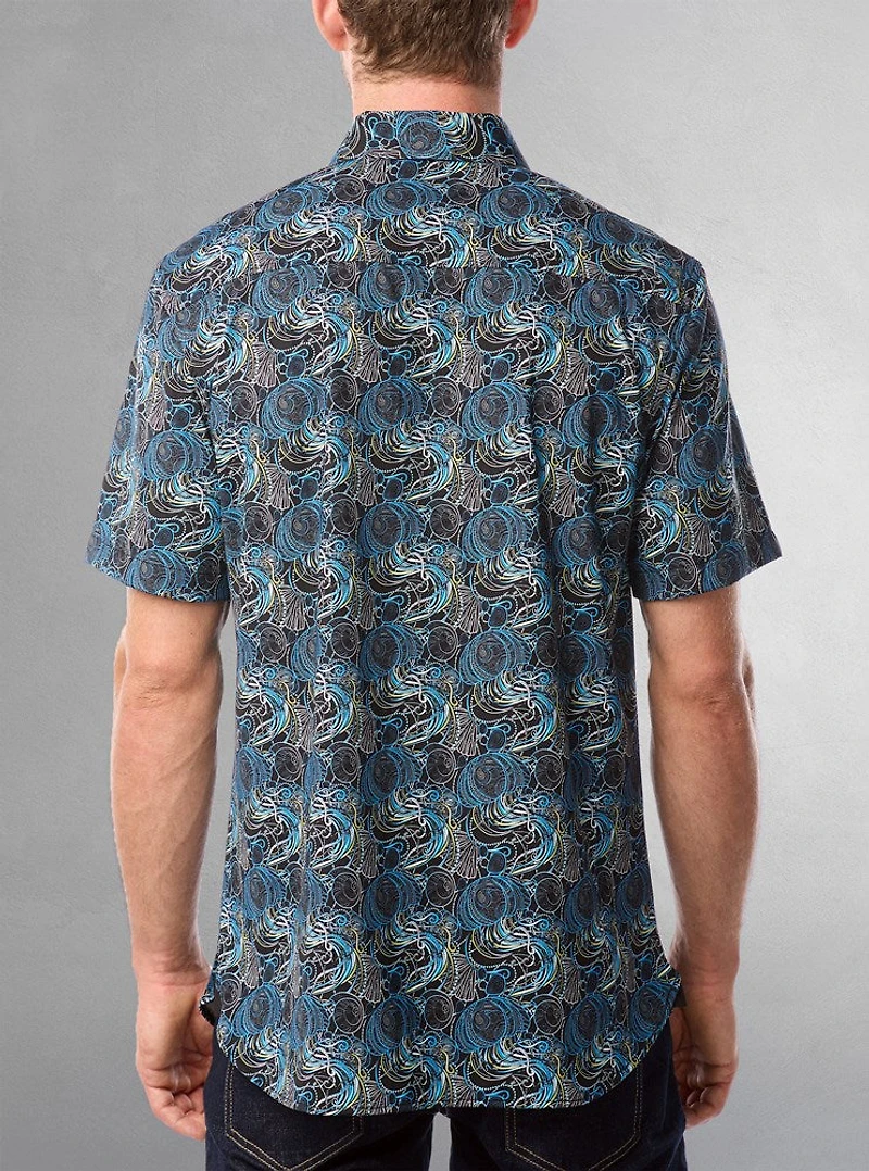 Chemise décontractée en stretch à manches courtes pour hommes