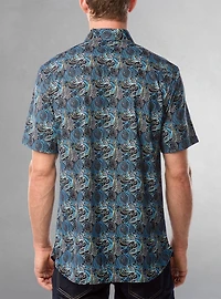 Chemise décontractée en stretch à manches courtes pour hommes