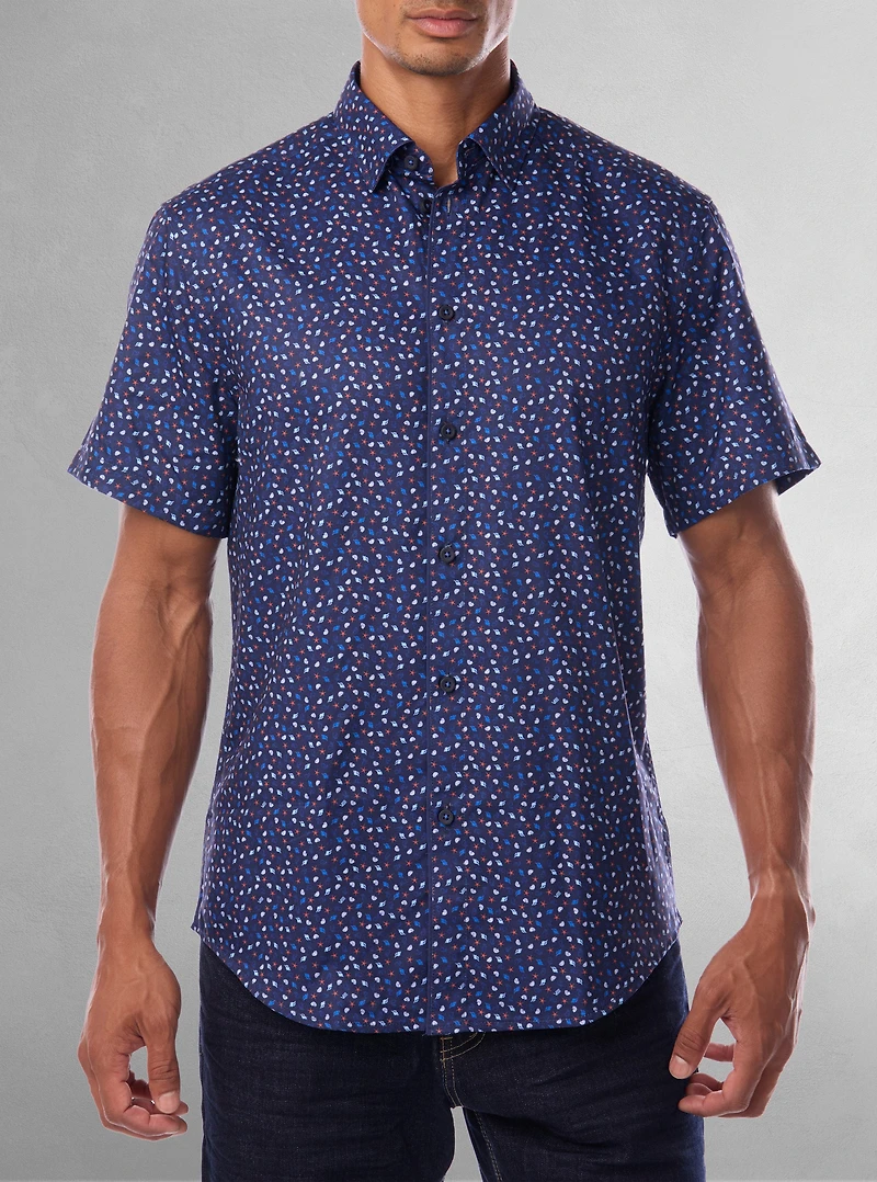 Men's casual short sleeve stretch shirt