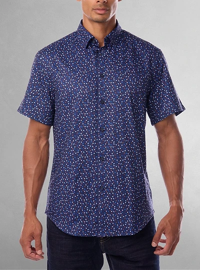 Chemise décontractée en stretch à manches courtes pour hommes