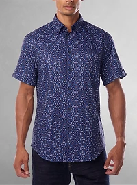Chemise décontractée en stretch à manches courtes pour hommes