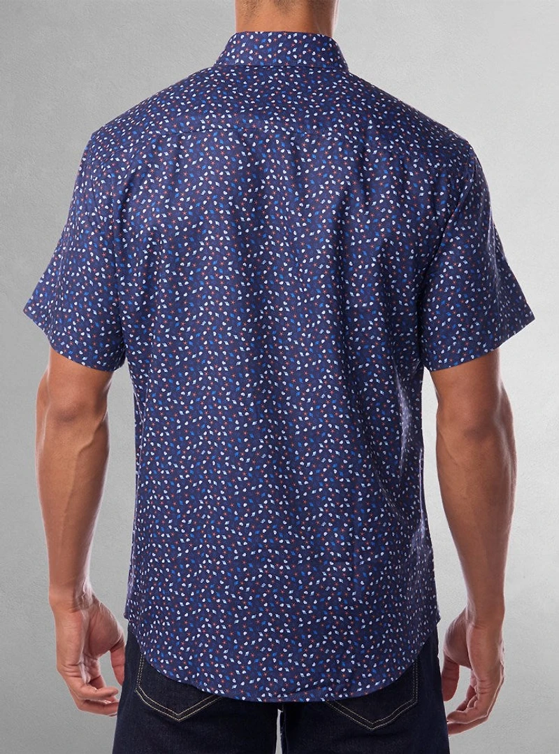 Chemise décontractée en stretch à manches courtes pour hommes