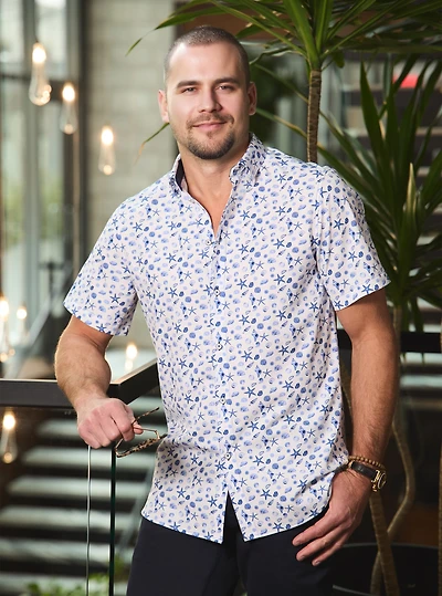 Chemise stretch décontractée à manches courtes pour homme