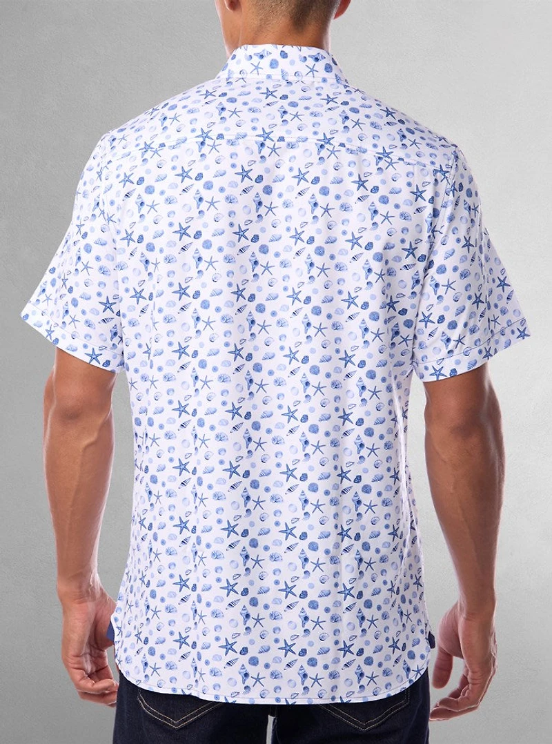 Chemise décontractée en stretch à manches courtes pour hommes