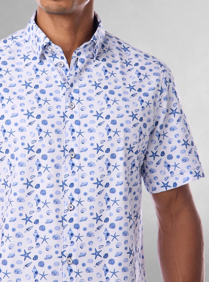 Chemise stretch décontractée à manches courtes pour homme