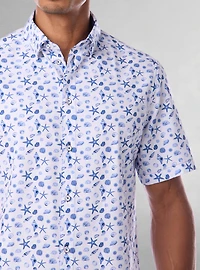 Chemise stretch décontractée à manches courtes pour homme