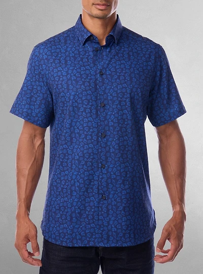 Chemise décontractée en stretch à manches courtes pour hommes