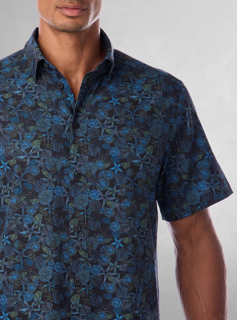 Chemise décontractée en stretch à manches courtes pour hommes