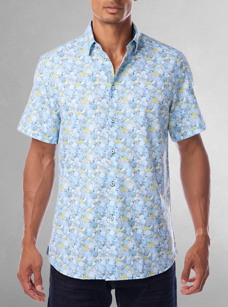 Chemise décontractée en stretch à manches courtes pour hommes