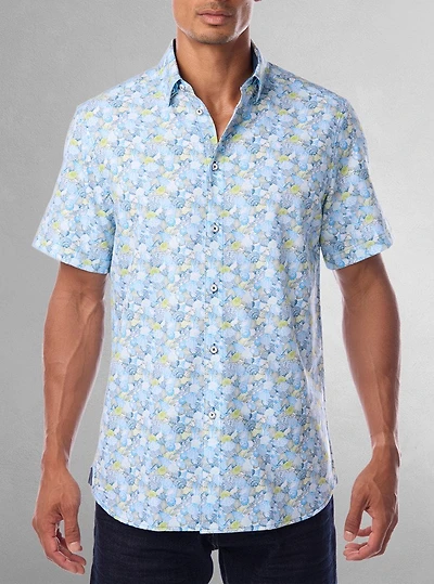 Chemise décontractée en stretch à manches courtes pour hommes
