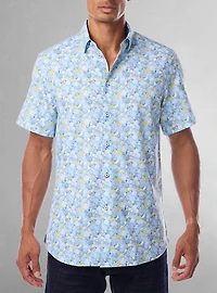 Chemise décontractée en stretch à manches courtes pour hommes