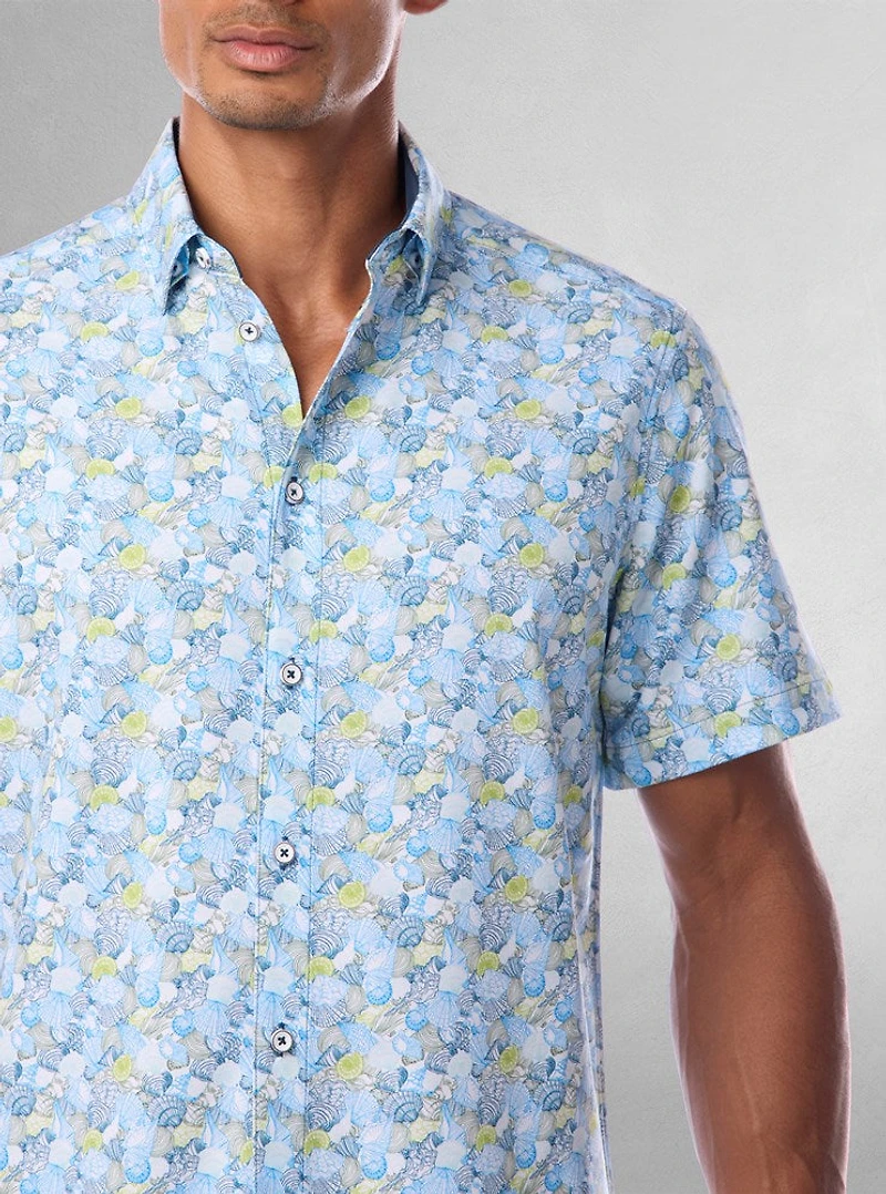 Chemise décontractée en stretch à manches courtes pour hommes