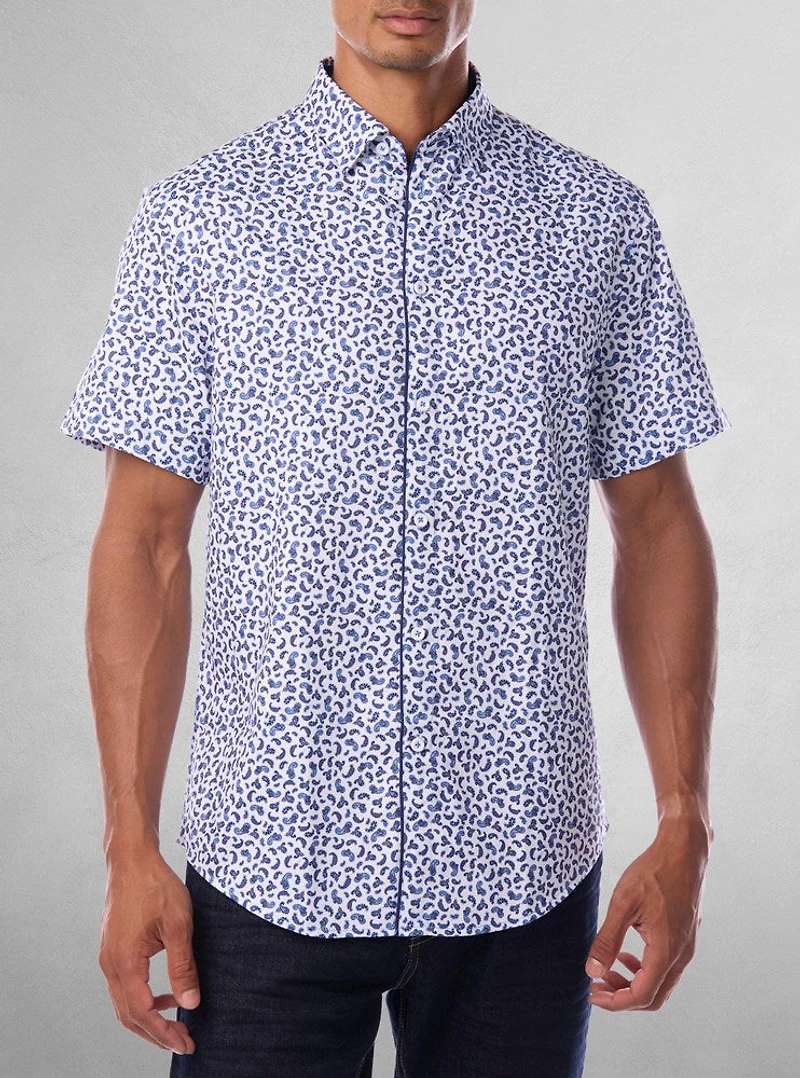 Chemise décontractée en stretch à manches courtes pour hommes