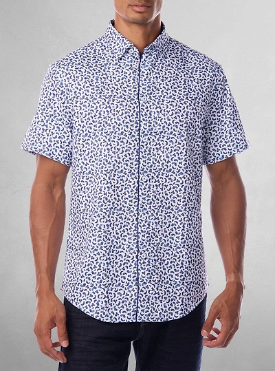 Chemise décontractée en stretch à manches courtes pour hommes