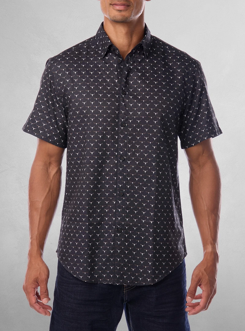 Men's casual short sleeve stretch shirt