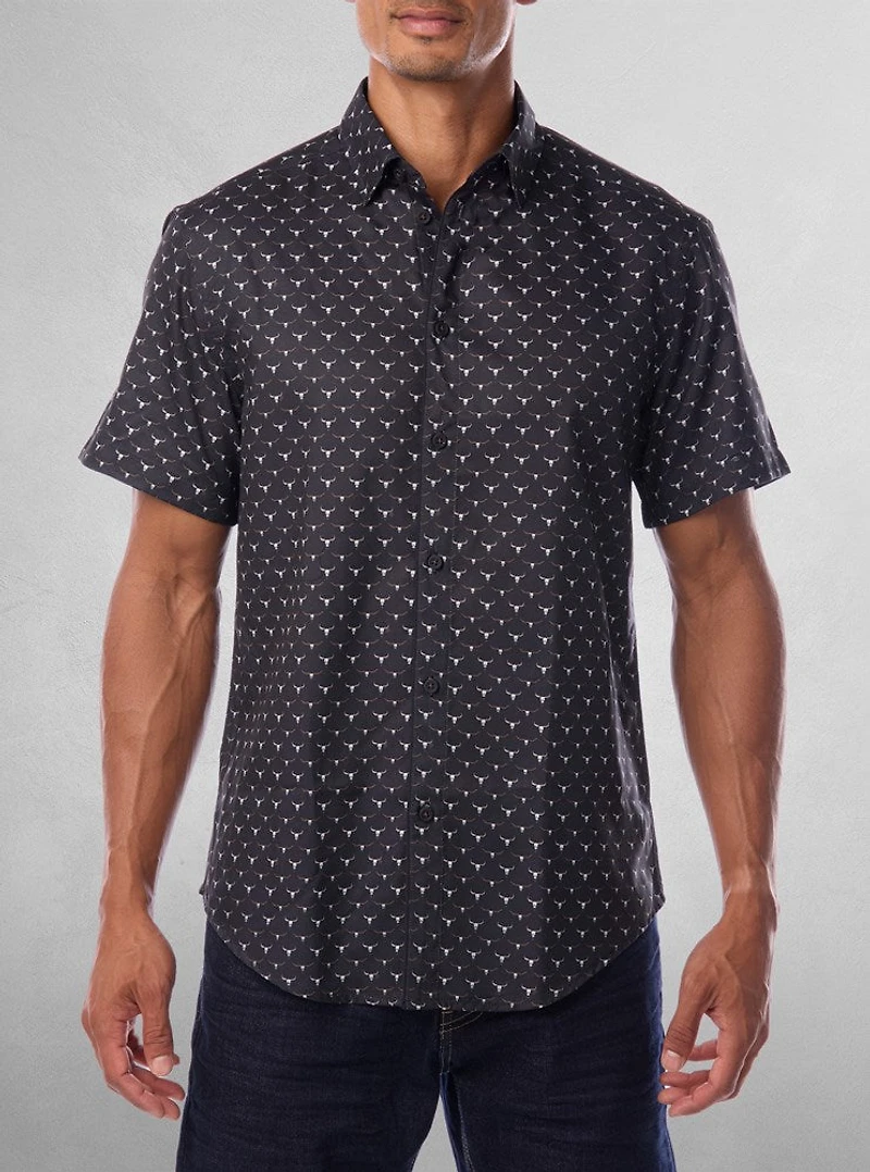 Chemise décontractée en stretch à manches courtes pour hommes