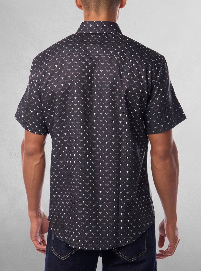 Chemise décontractée en stretch à manches courtes pour hommes