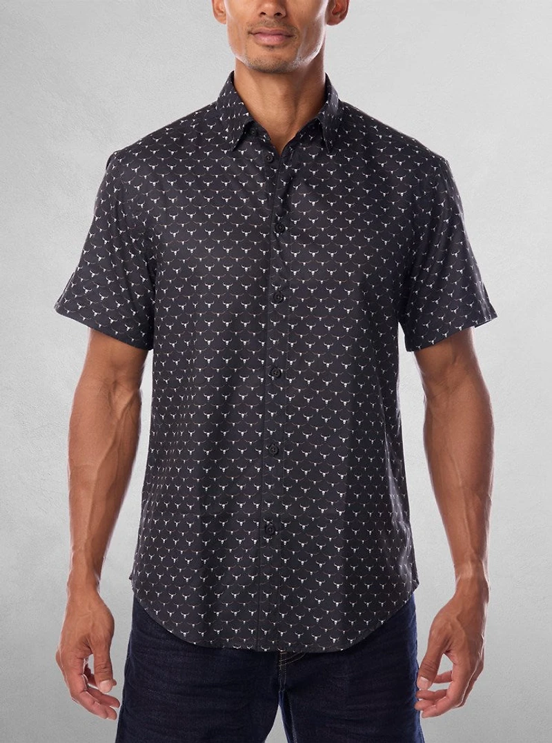 Chemise décontractée en stretch à manches courtes pour hommes