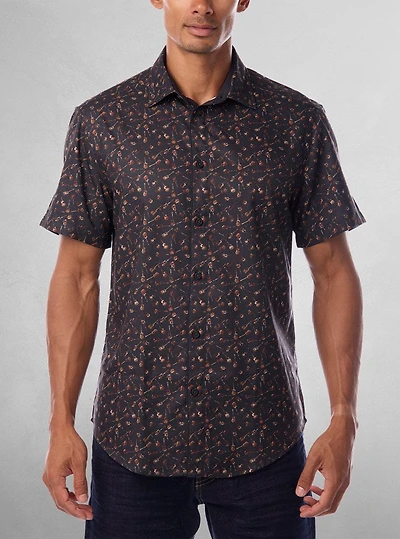 Chemise décontractée en stretch à manches courtes pour hommes