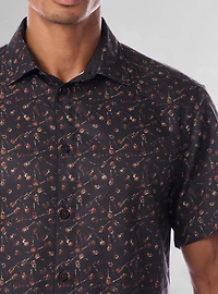 Chemise décontractée en stretch à manches courtes pour hommes