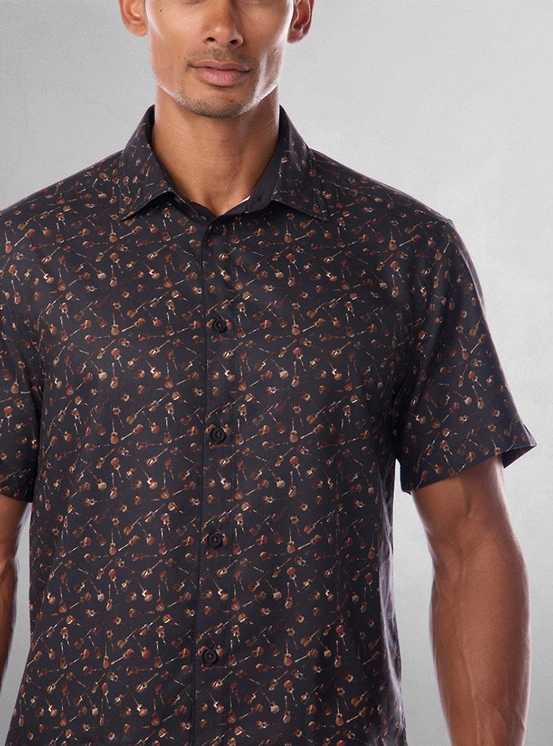 Men's casual short sleeve stretch shirt