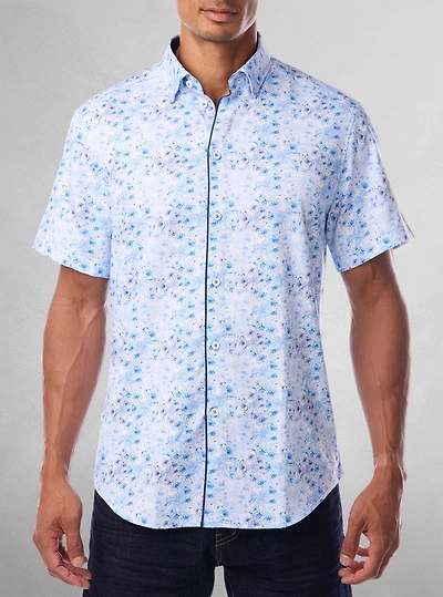 Chemise décontractée en stretch à manches courtes pour hommes