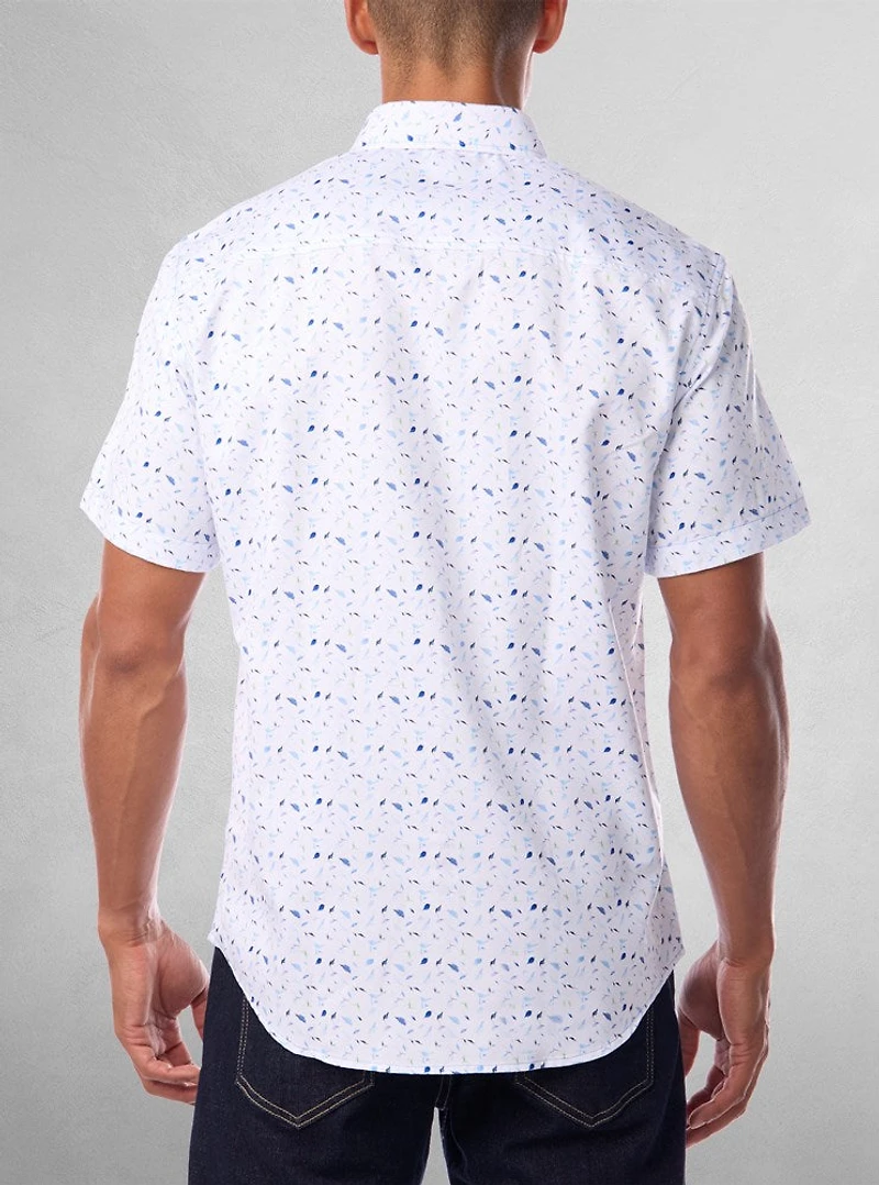 Chemise décontractée en stretch à manches courtes pour hommes