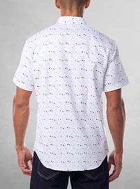 Chemise décontractée en stretch à manches courtes pour hommes