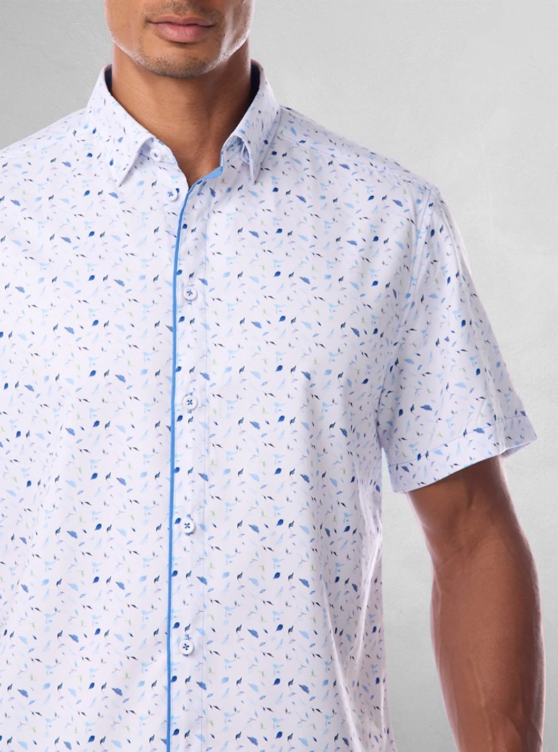 Chemise décontractée en stretch à manches courtes pour hommes