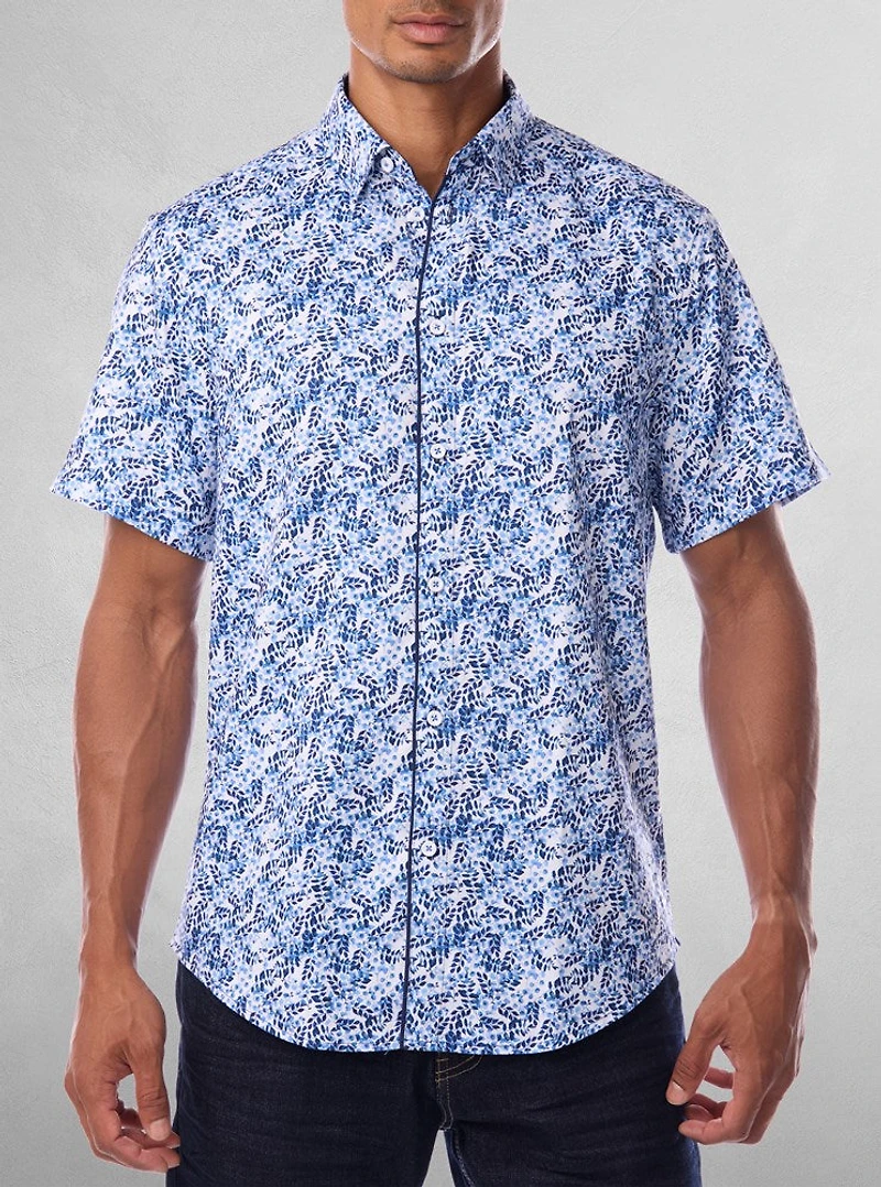 Chemise décontractée en stretch à manches courtes pour hommes