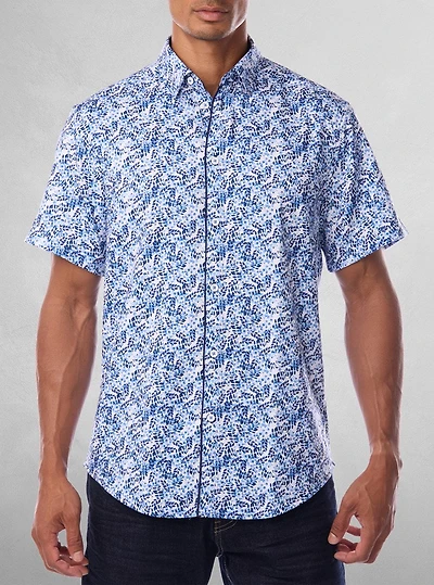 Chemise décontractée en stretch à manches courtes pour hommes