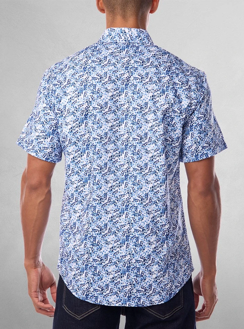 Chemise décontractée en stretch à manches courtes pour hommes