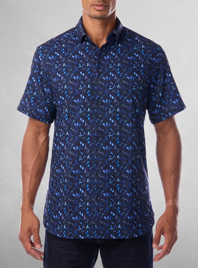 Chemise décontractée en stretch à manches courtes pour hommes