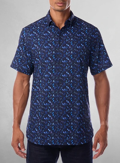 Chemise décontractée en stretch à manches courtes pour hommes