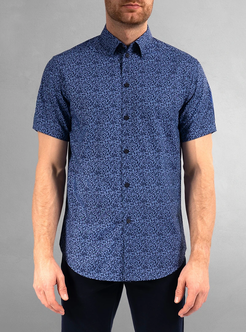 Chemise décontractée en stretch à manches courtes pour hommes