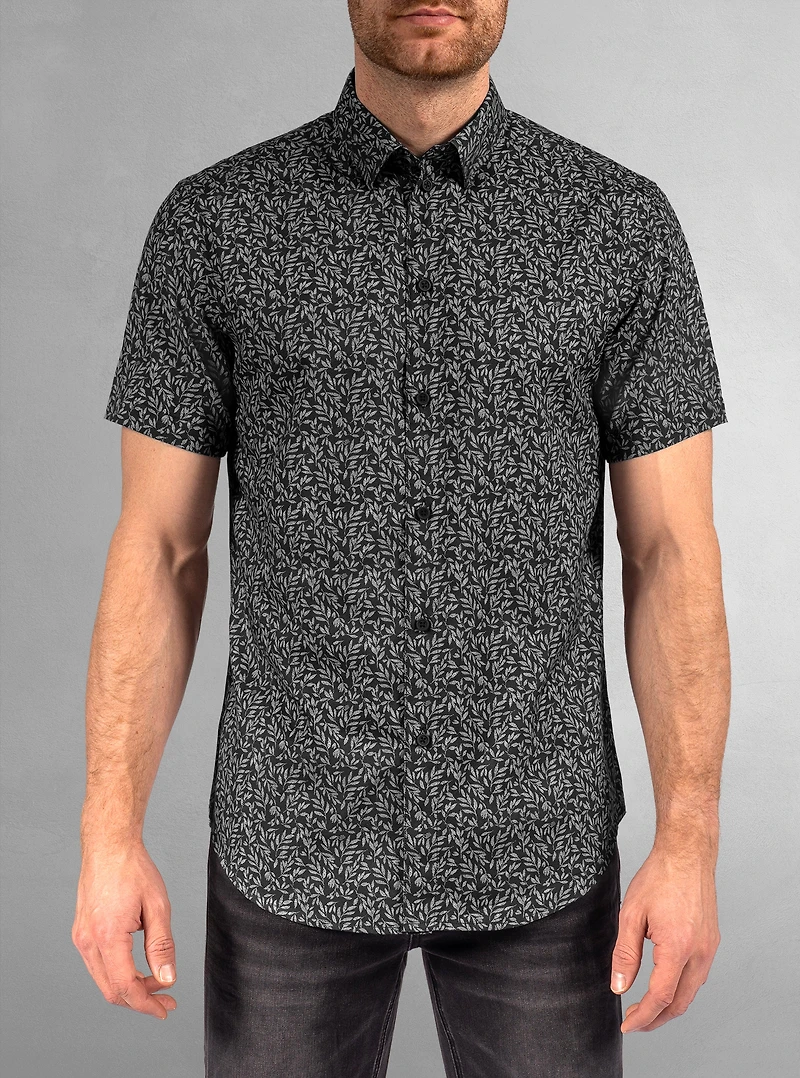 Chemise décontractée en stretch à manches courtes pour hommes