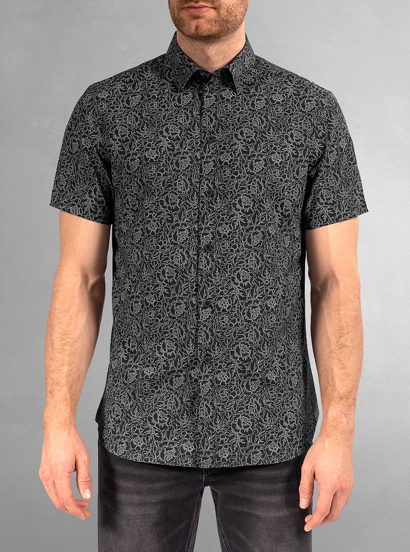 Chemise décontractée en stretch à manches courtes pour hommes