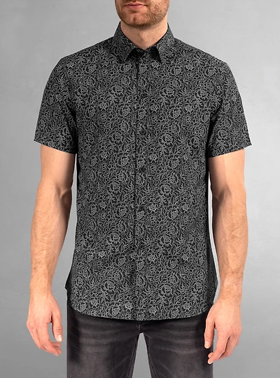 Chemise décontractée en stretch à manches courtes pour hommes