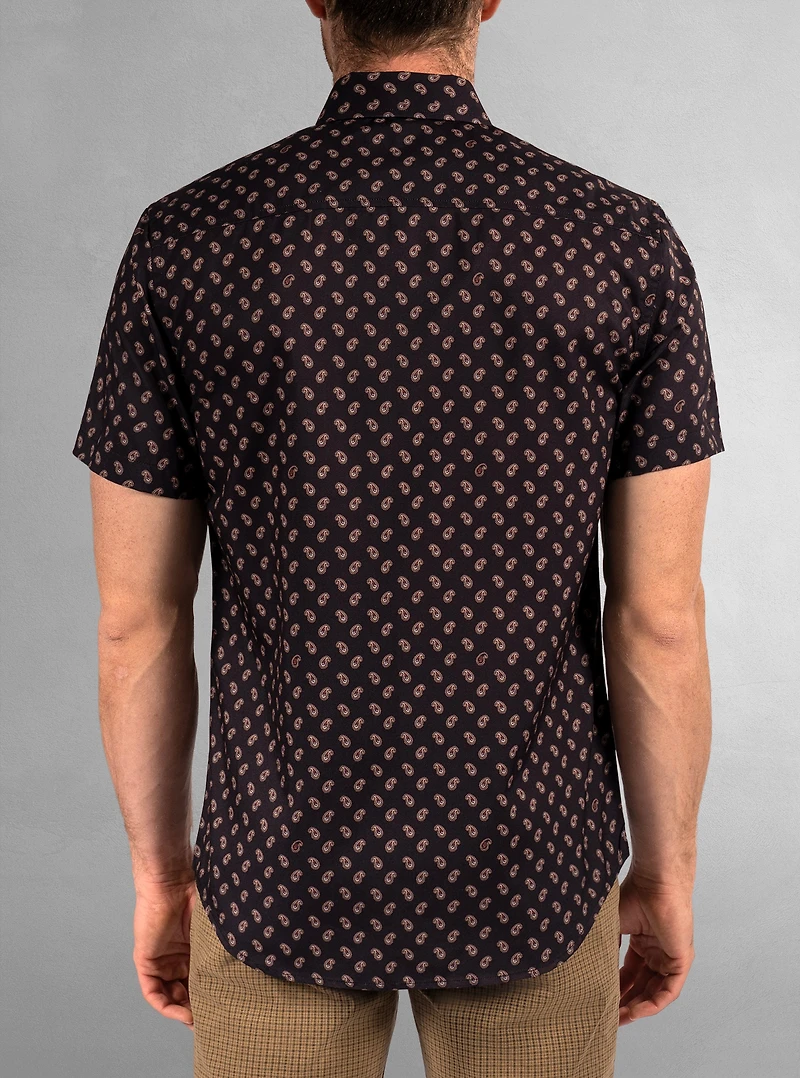 Chemise décontractée en stretch à manches courtes pour hommes