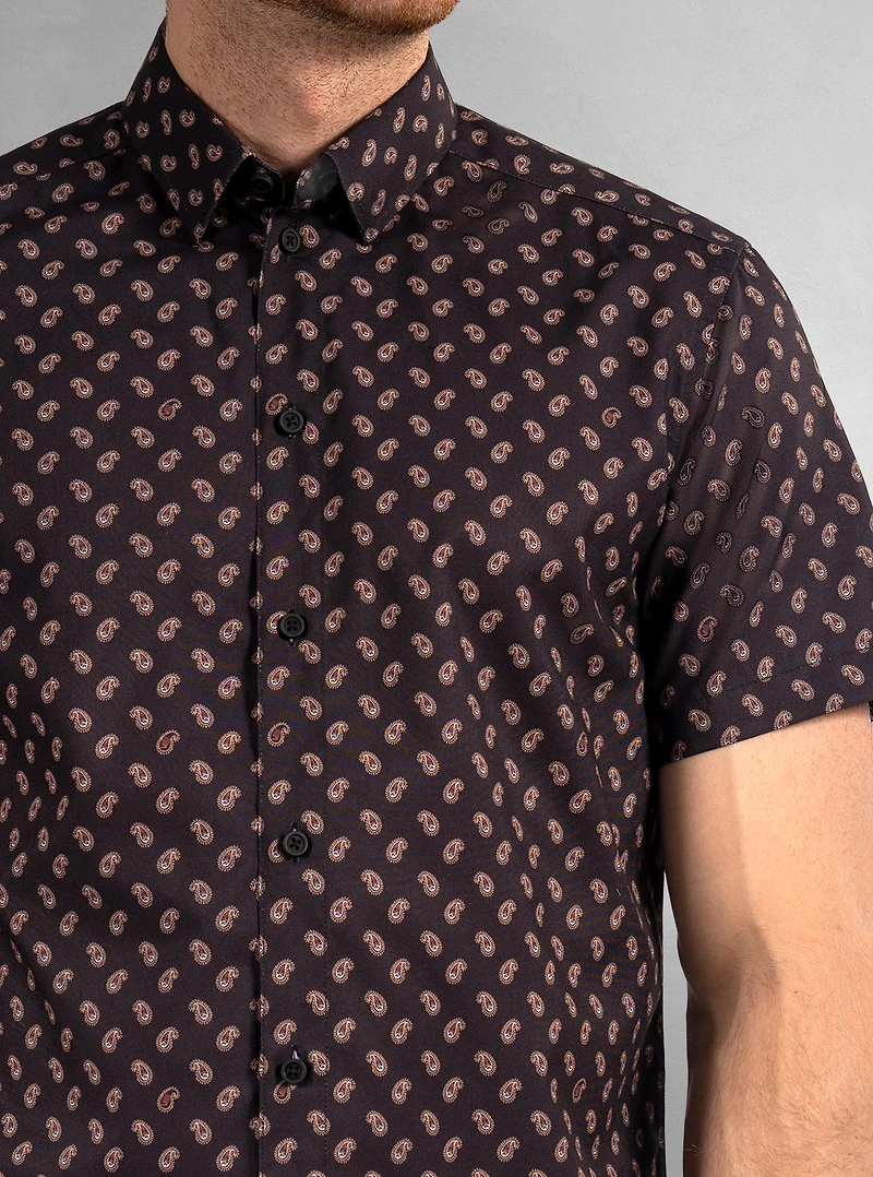 Chemise décontractée en stretch à manches courtes pour hommes