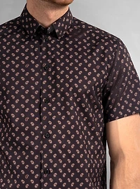 Chemise décontractée en stretch à manches courtes pour hommes