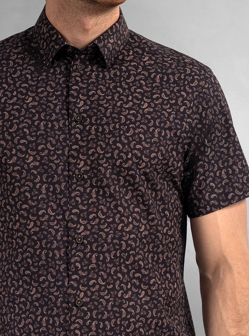 Chemise décontractée en stretch à manches courtes pour hommes