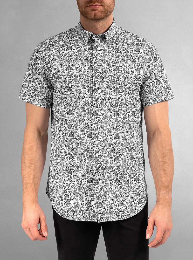 Chemise décontractée en stretch à manches courtes pour hommes