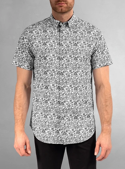 Chemise décontractée en stretch à manches courtes pour hommes