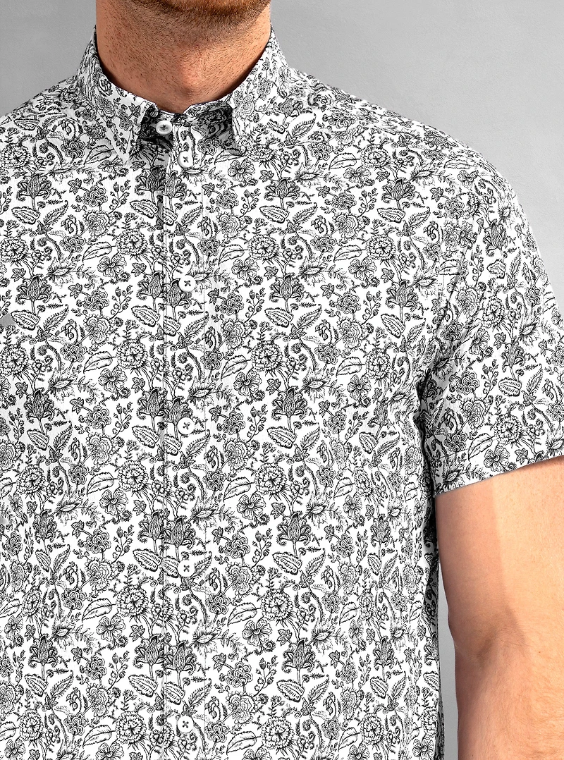 Chemise décontractée en stretch à manches courtes pour hommes