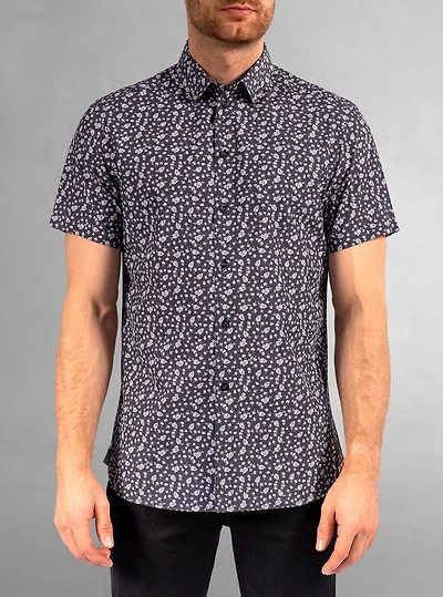 Chemise décontractée en stretch à manches courtes pour hommes