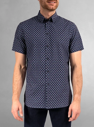 Chemise décontractée en stretch à manches courtes pour hommes