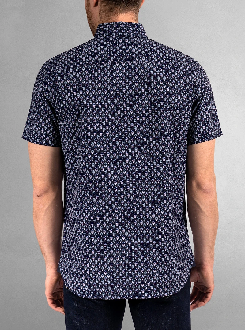 Chemise décontractée en stretch à manches courtes pour hommes