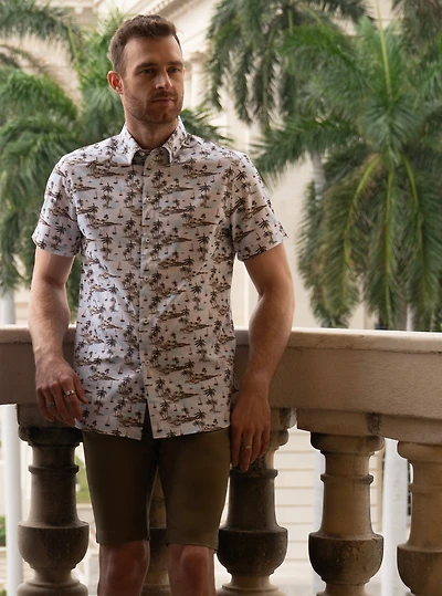 Chemise décontractée en stretch à manches courtes pour hommes