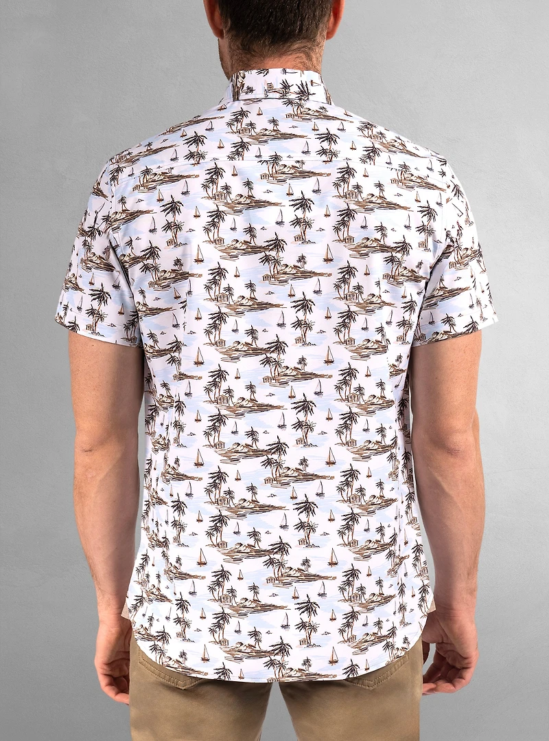 Chemise décontractée en stretch à manches courtes pour hommes